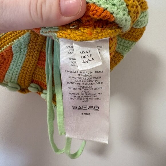 Urban Outfitters Crochet Tank Halter Crop Top Orange Green Size Small - Picture 7 of 9